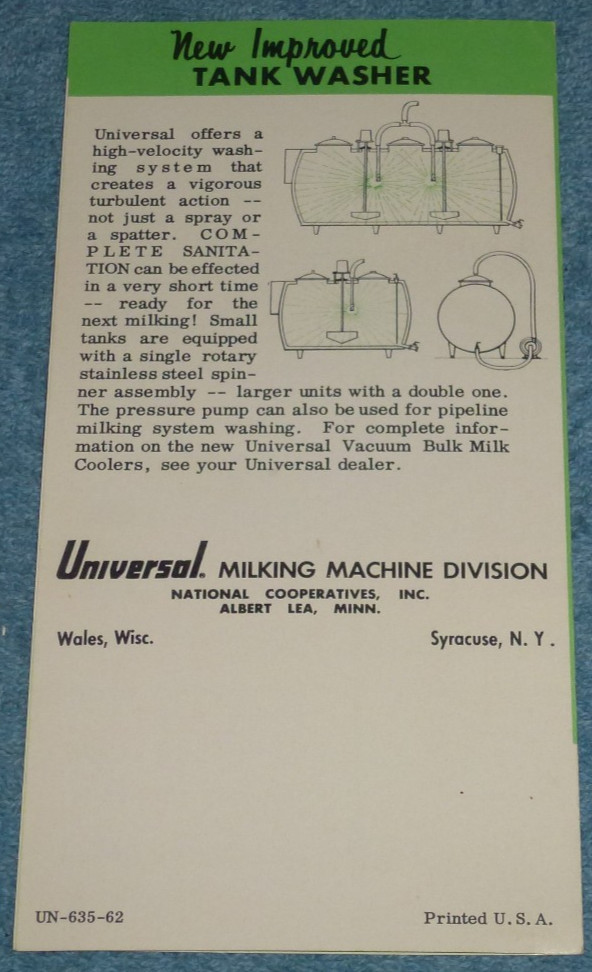 Vtg 1962 Universal Vacuum Bulk Milk Cooler Farm Equipment Advertising Brochure