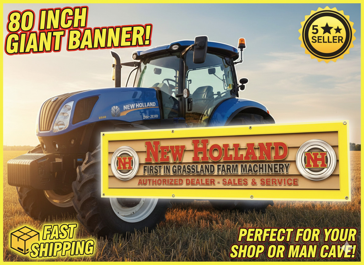 New Holland Farm Banner 80×20 Tractor Shop Mancavedecor Farm Equipment Decor