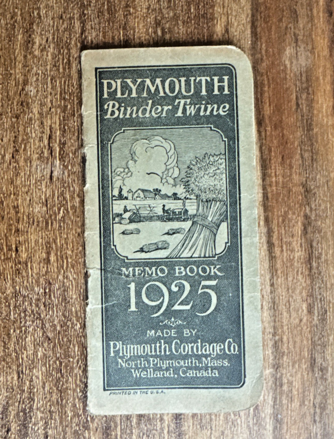 1925 Plymouth Binder Twine Memo Book Plymouth Cordage Farm Advertising