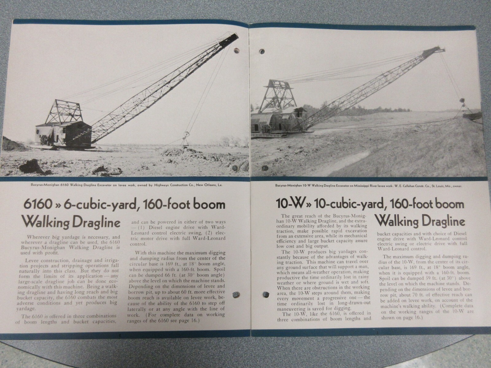 RARE 1931 Bucyrus Monighan 4-W & 6-W Walking Dragline Sales Brochure 20 Page