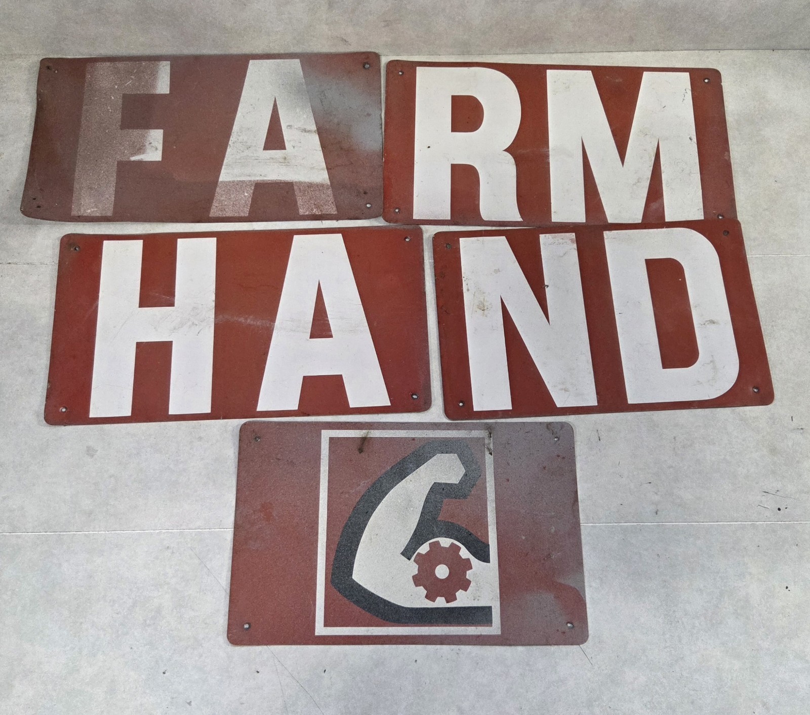 Vintage Farm Hand Logo Tin Sign Farming Collectible