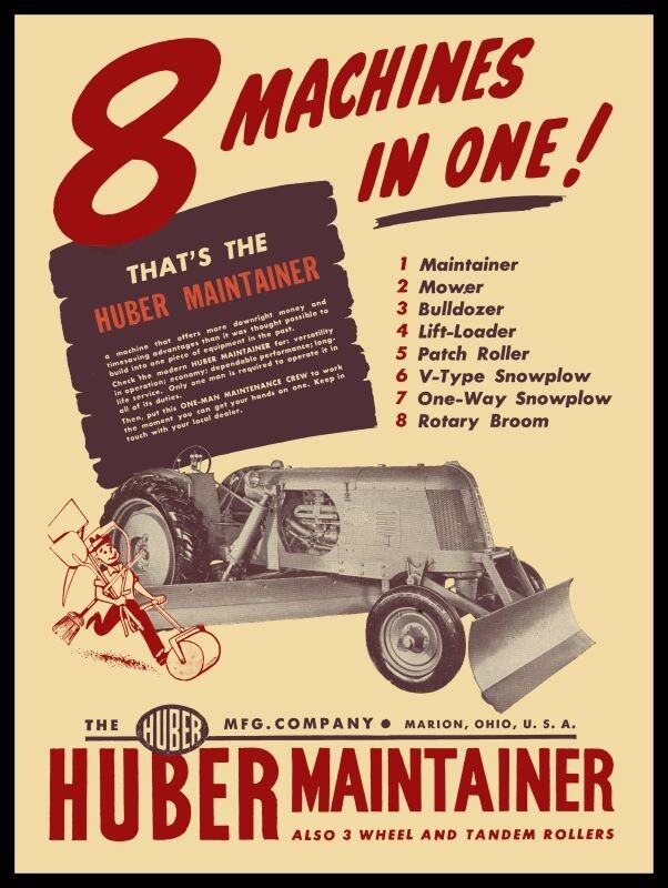 1946 Huber Maintainer Tractor of Marion, OH NEW METAL SIGN: 9×12&Prime; Free Shipping