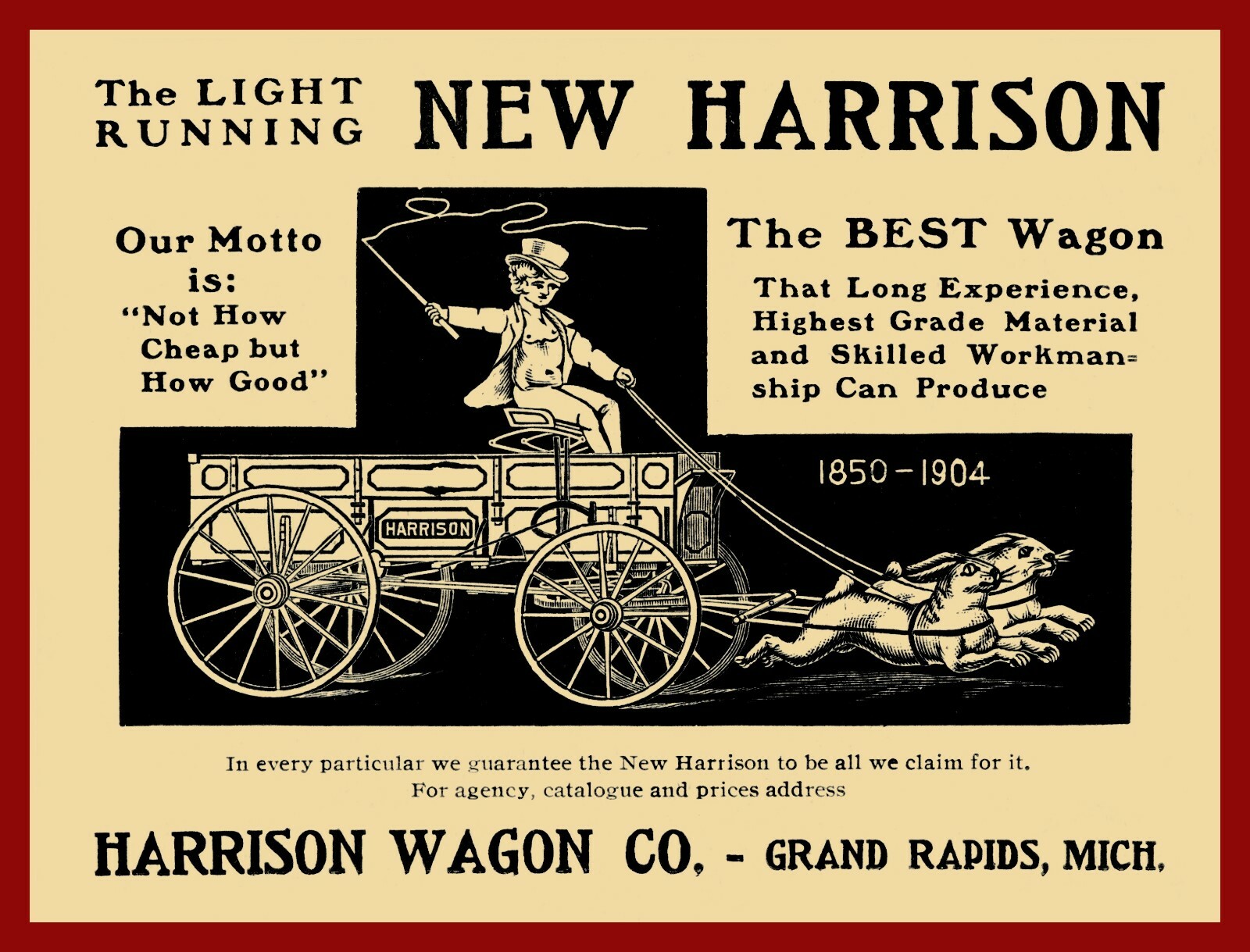 1905 Harrison Wagon Co. NEW Metal Sign: Grand Rapids, Michigan – 1850-1904
