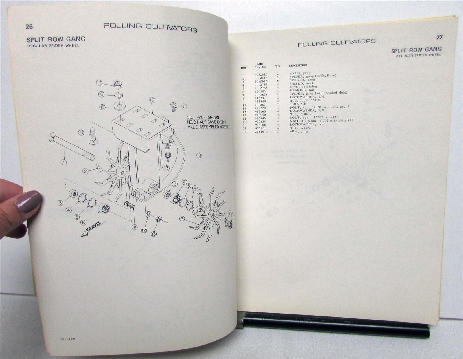 1970 Allis Chalmers Rolling Cultivators Series 100/200 Specs Parts Catalog