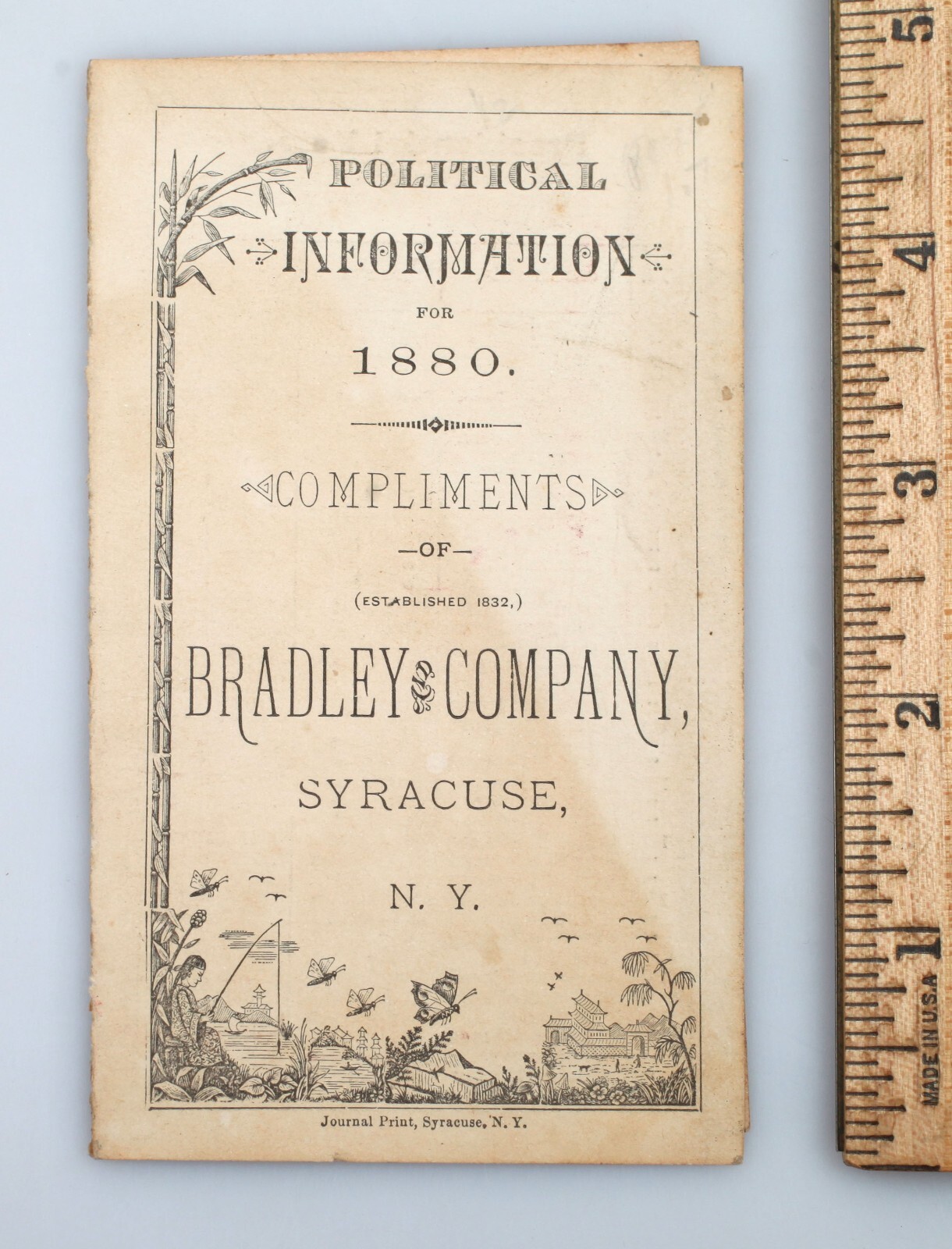 1880 Political Info Pamphlet Bradley & Co. Agricultural Implements Syracuse NY