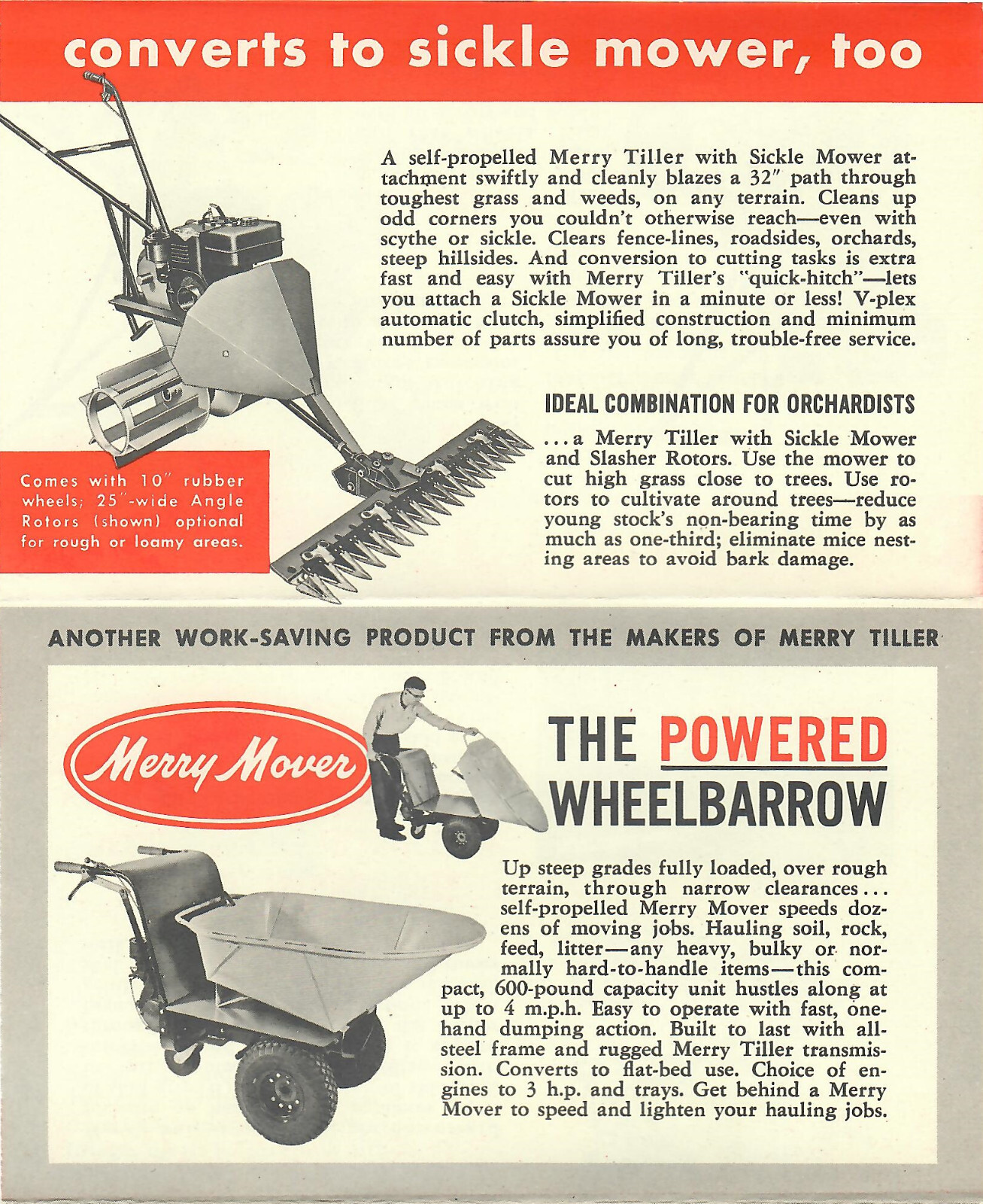 Merry Tiller Brochure Roto Tiller Garden Tractor Sickle Mower Wheelbarrow Plow