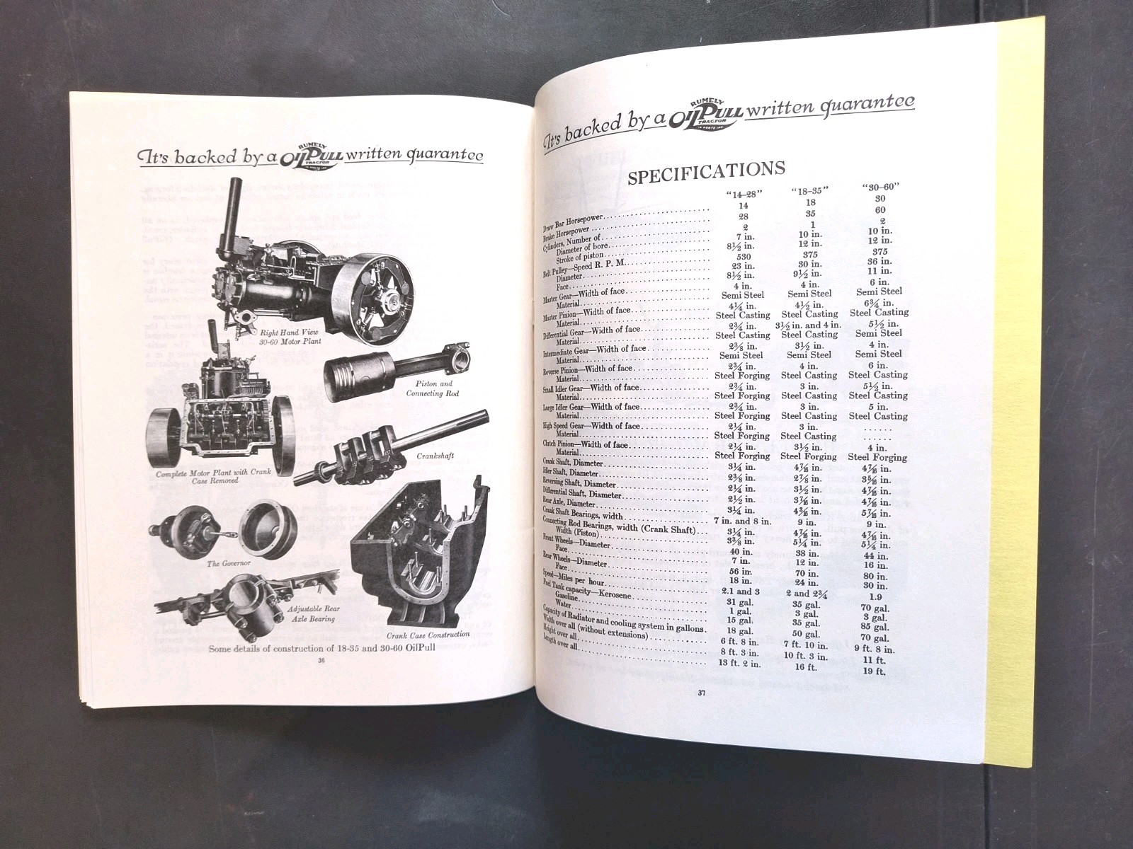 Rumley Oil Pull Tractor Dealer Brochure Guarantee Manual Print Advertising RARE