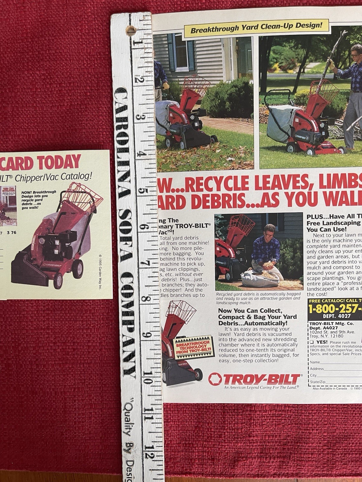 Vintage 1993 Print Ad Troy Bilt Chipper Vac Advertisement