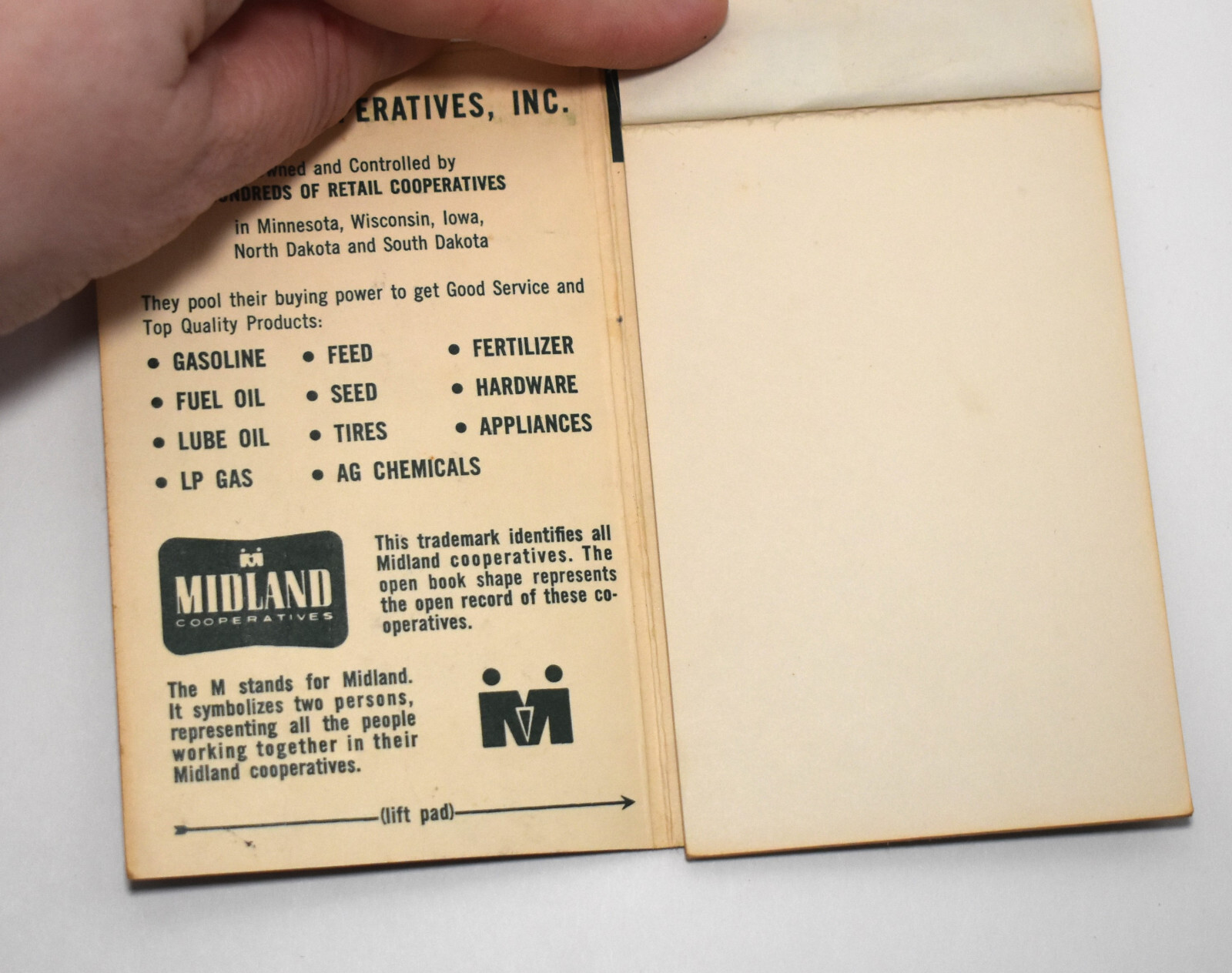 Vintage Midland Cooperative Advertising Pocket Memo Book Notebook