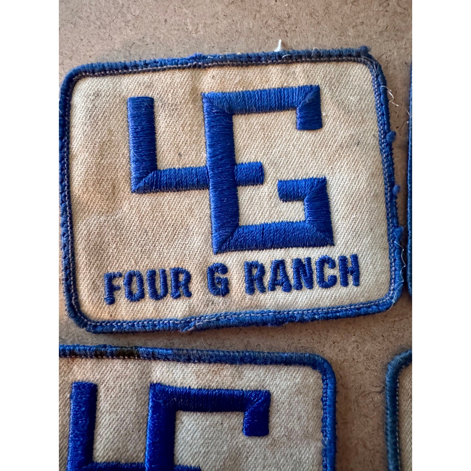 Vintage Four G Ranch Embroidered Uniform Patch Blue White 3.5 x 2.5
