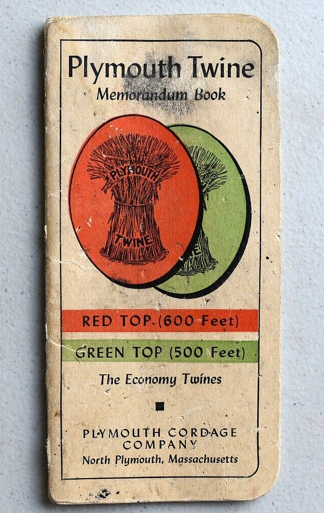 PLYMOUTH TWINE Vintage Farmers Pocket MEMO BOOK w/ 1940 – 1941 Calendar