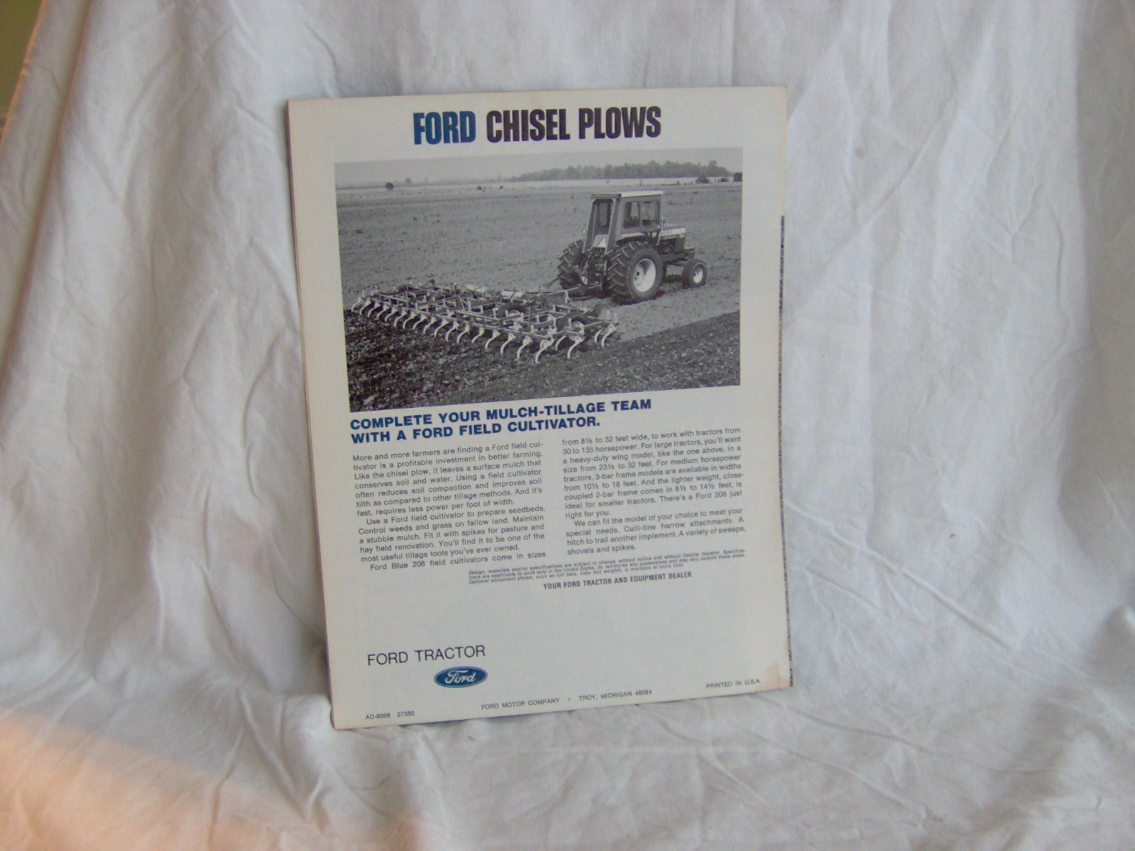 FORD MOTOR COMPANY CHISEL PLOWS SALES BROCHURE FLYER AD FARM TRACTOR