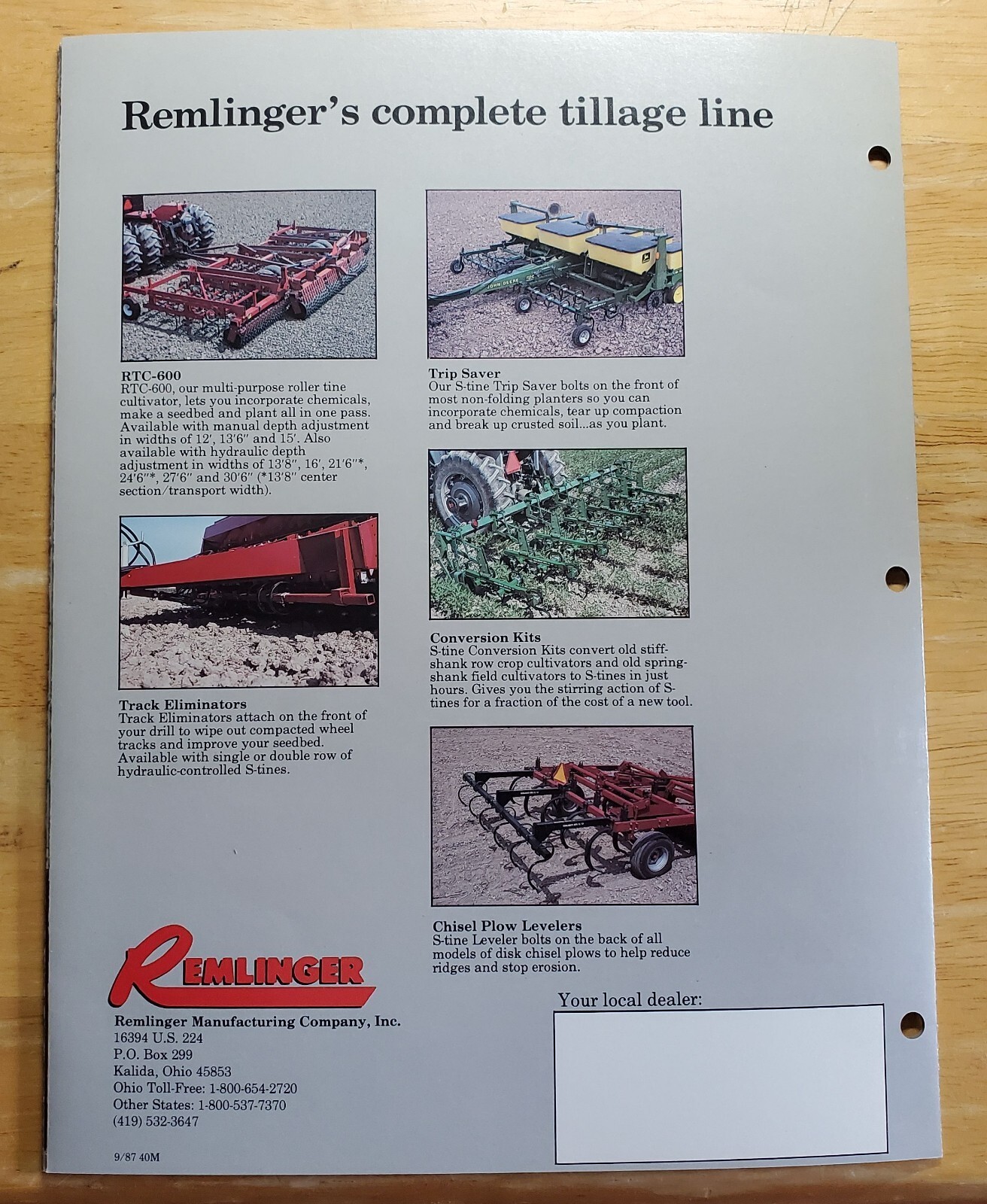 Remlinger Harrows Models Spike Tooth One Bar 300 200 100 Sales Pamphlet Brochure