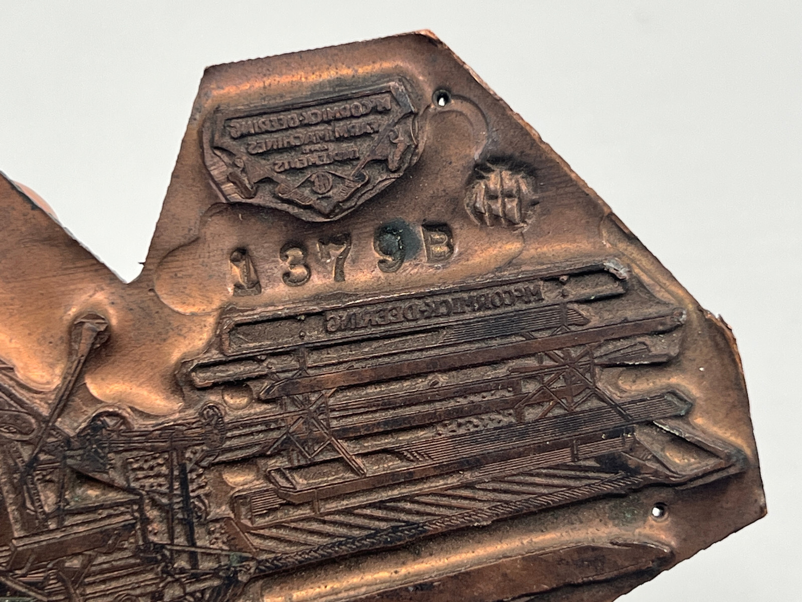RARE McCormick Deering Copper Printing Plate combine farming thresher
