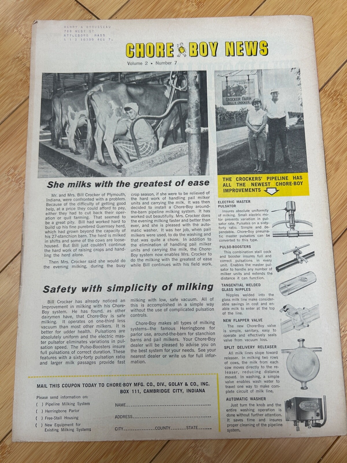 SEPT 10 1962 HOARD&rsquo;S DAIRYMAN DAIRY FARM MAGAZINE CHORE BOY NEWS