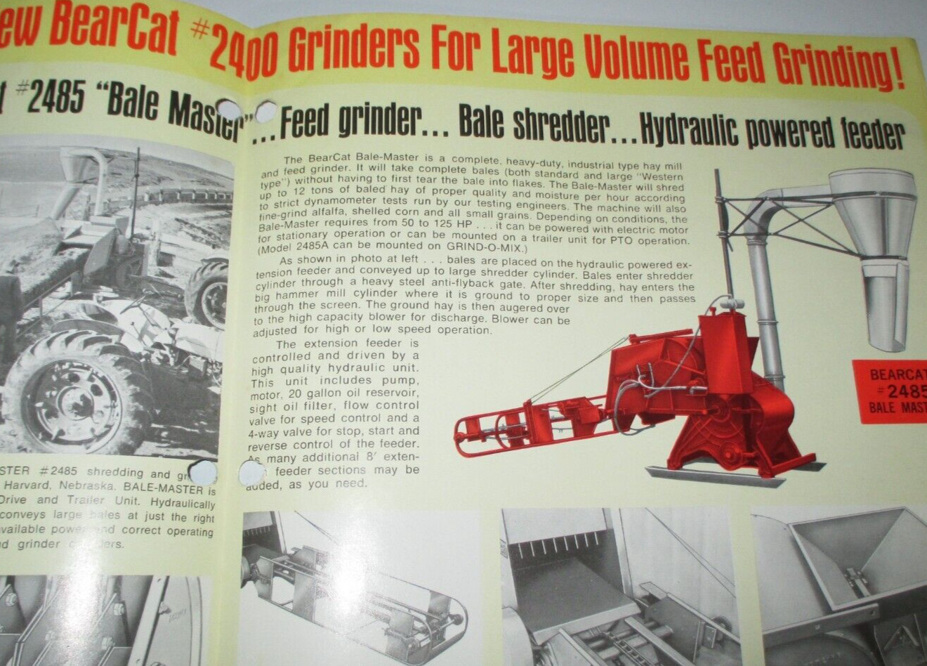 Bear Cat 2485 2485A Bale Master Feed Grinder Sales Brochure Literature 5-71
