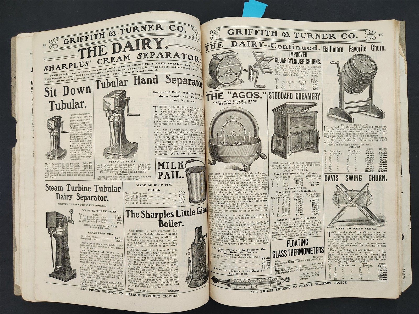 1905 antique GRIFFITH TURNER baltimore md FARM GARDEN SUPPLY CATALOG agriculture