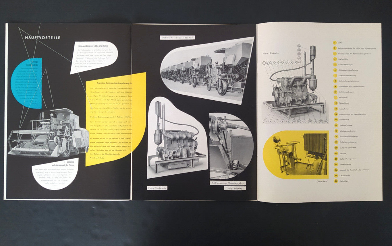 VINTAGE VEB TYPE E 173 COMBINE HARVESTER BROCHURE 1956 DDR ,EAST GERMANY