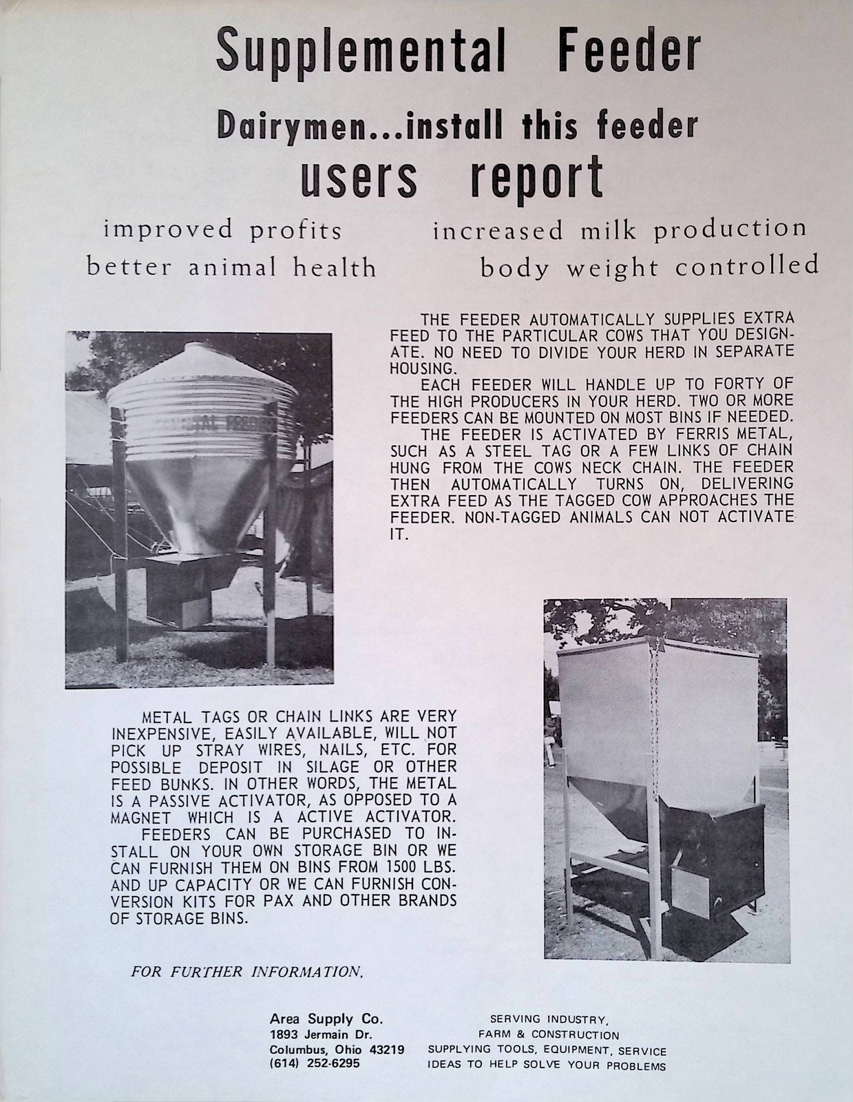 Vintage Farm Advertisement Spec Sheet Calf Saver Stalls and Supplemental Feeder