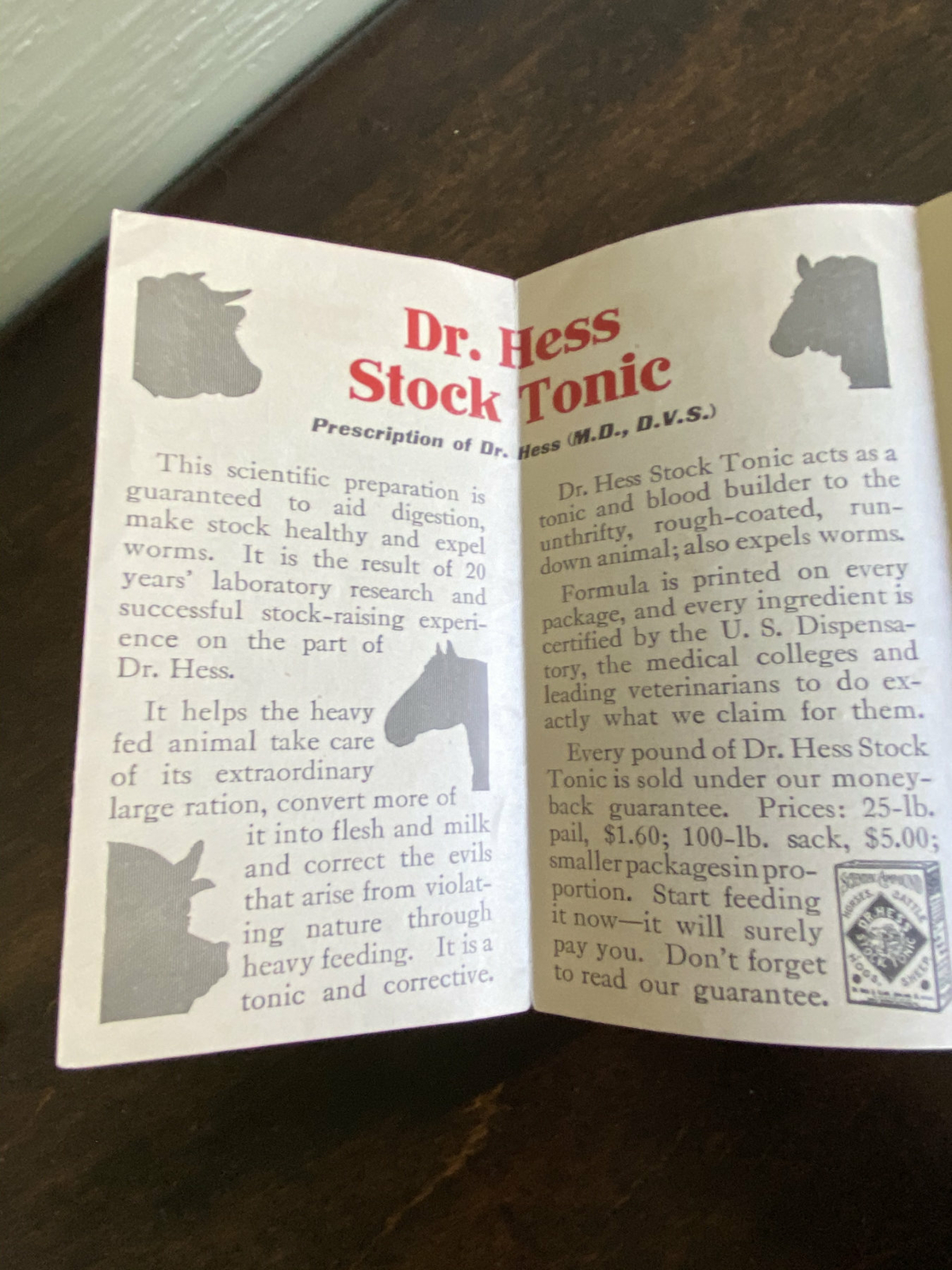 Vintage Brochure Gilbert Hess & Clark Poultry Horse Cow Tonic Vet Animal