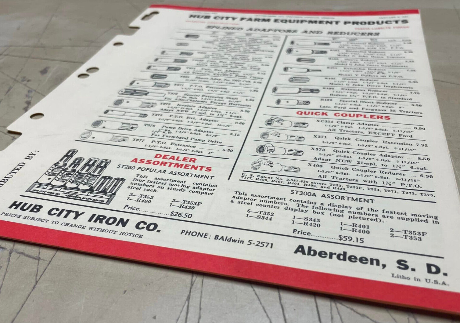 Vtg Original 1961 Hub City Iron Co Farm Equipment Products Bi-Fold Catalog Sheet