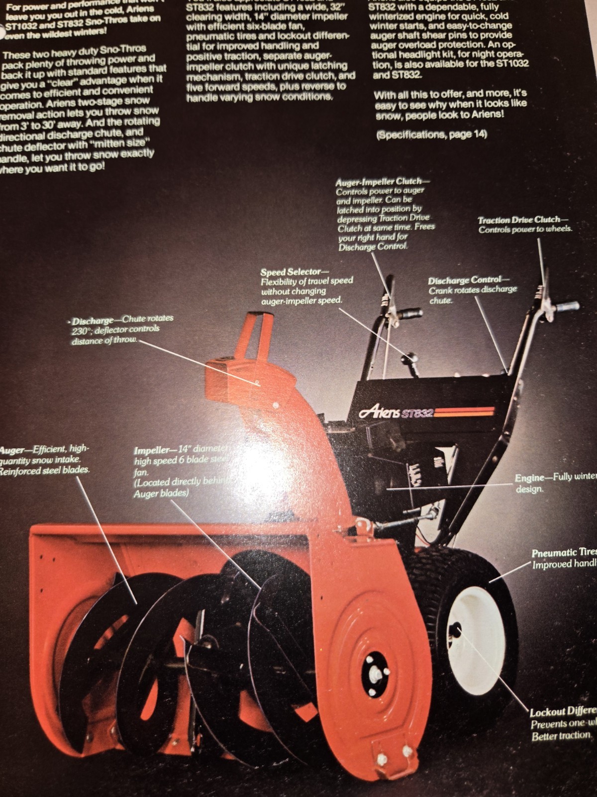 2 1983 ARIENS DEALERSHIP ADVERTISING BROCHURES SNO-THRO TRACTORS & SNO-THROS