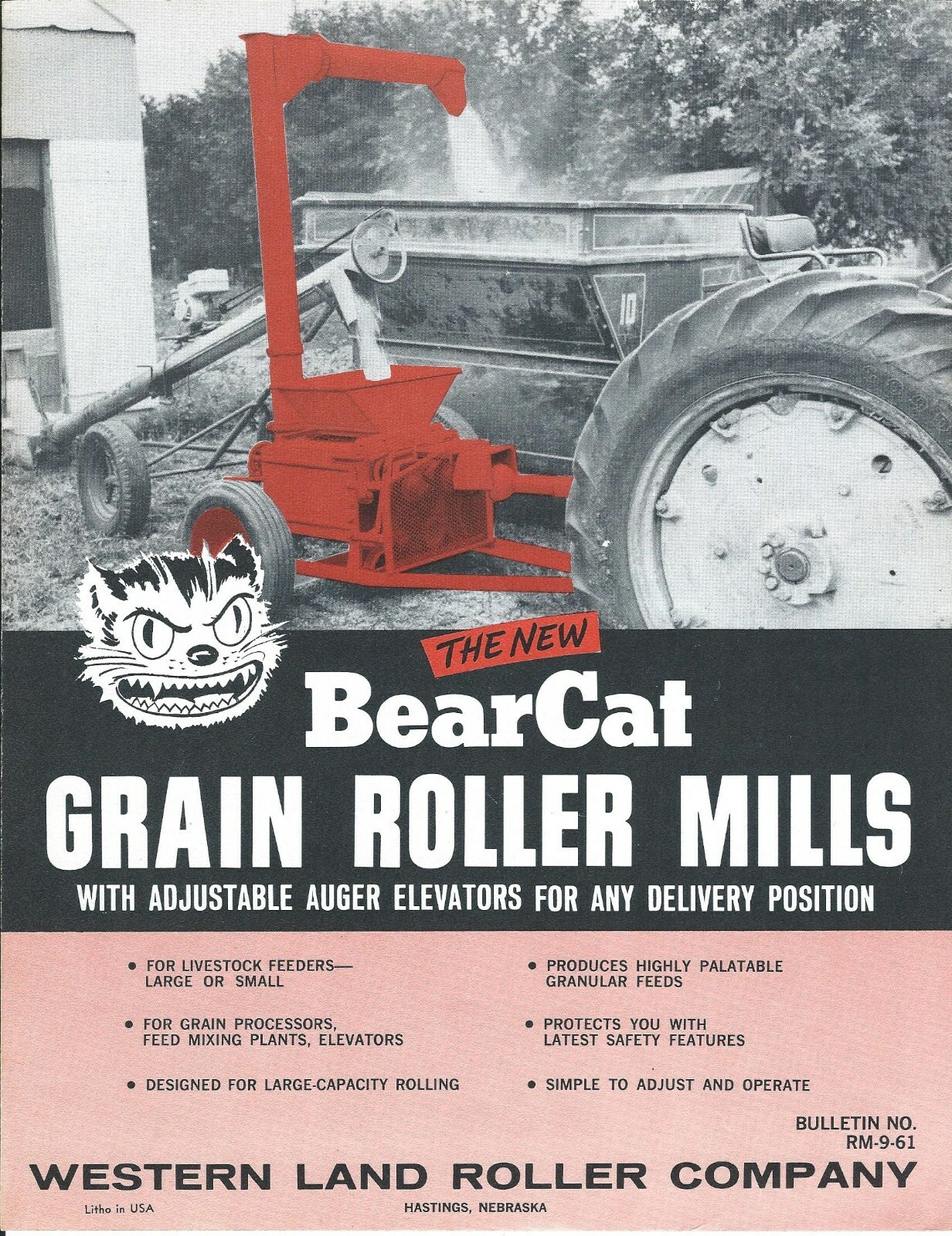 Farm Equipment Brochure – Western Bear Cat – Grain Roller Mill – c1961 (F6694)
