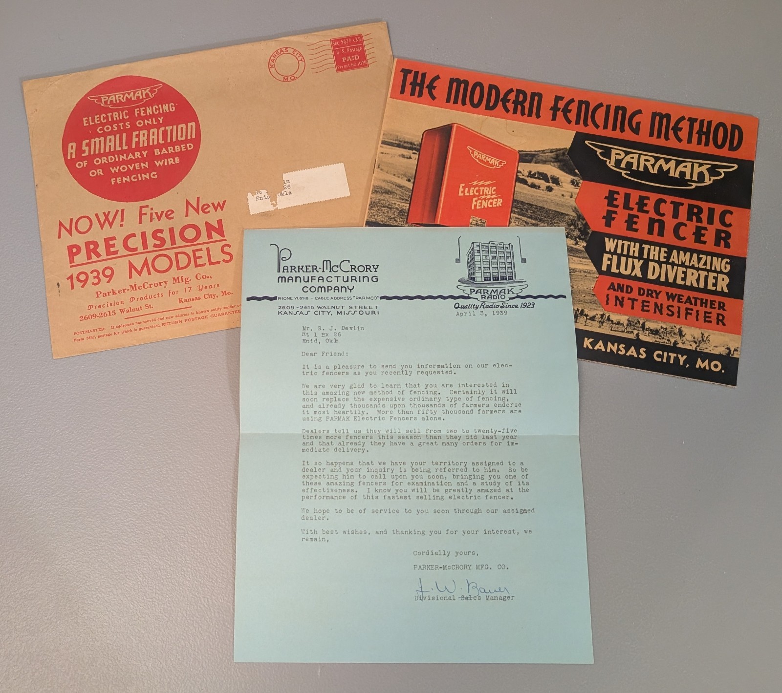 Parmak Electric Fencer 1939 Catalog Booklet w/ Letter – 1930s Depression Era Ad