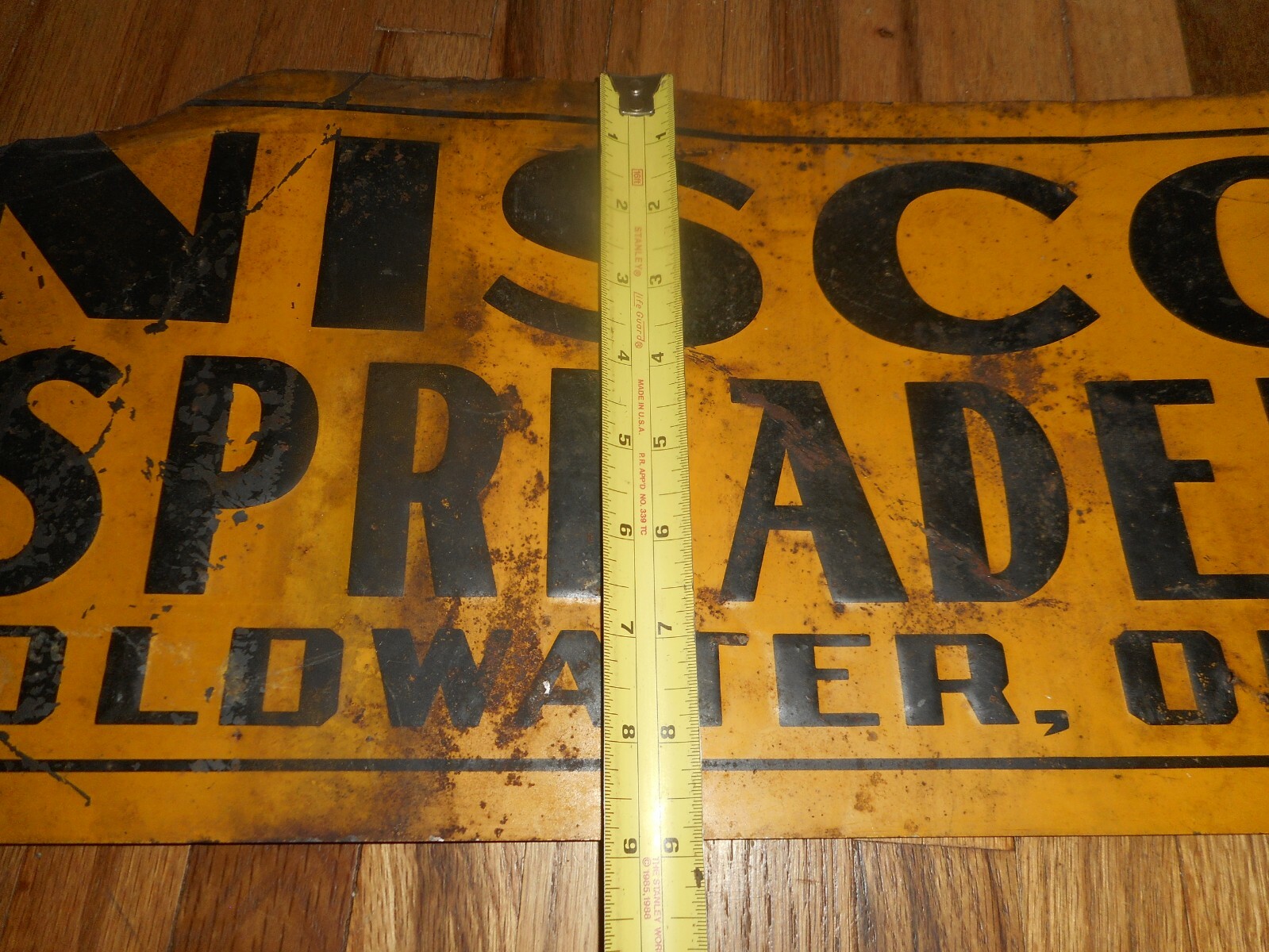 RARE Vintage NISCO NEW IDEA MANURE SPREADER Farm COLDWATER OHIO Advertising SIGN