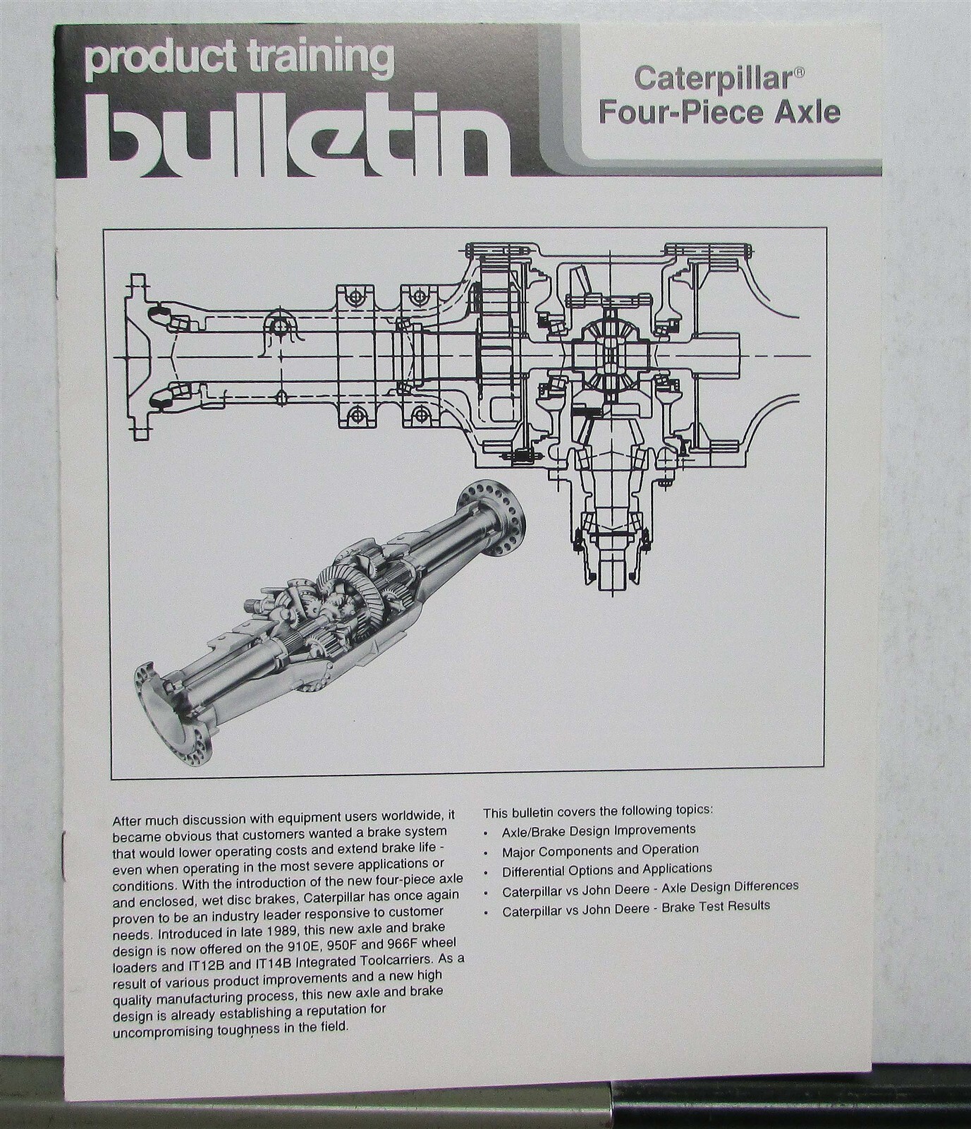 1992 Caterpillar Four Piece Axle Construction Specs Product Training Bulletin