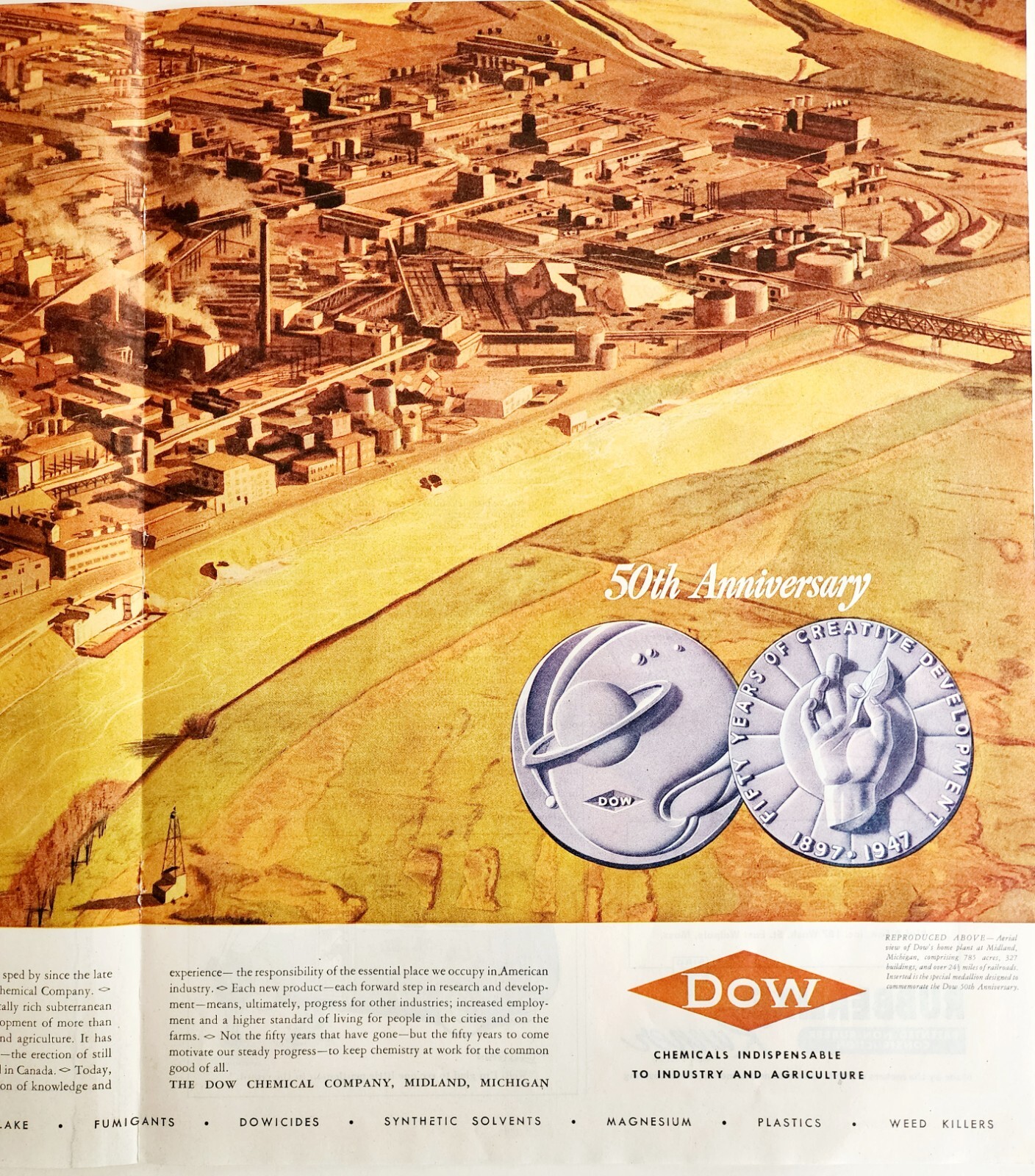 1947 DOW Industrial Chemical Advertisement 50th Anniversary Centerfold DWJJ20