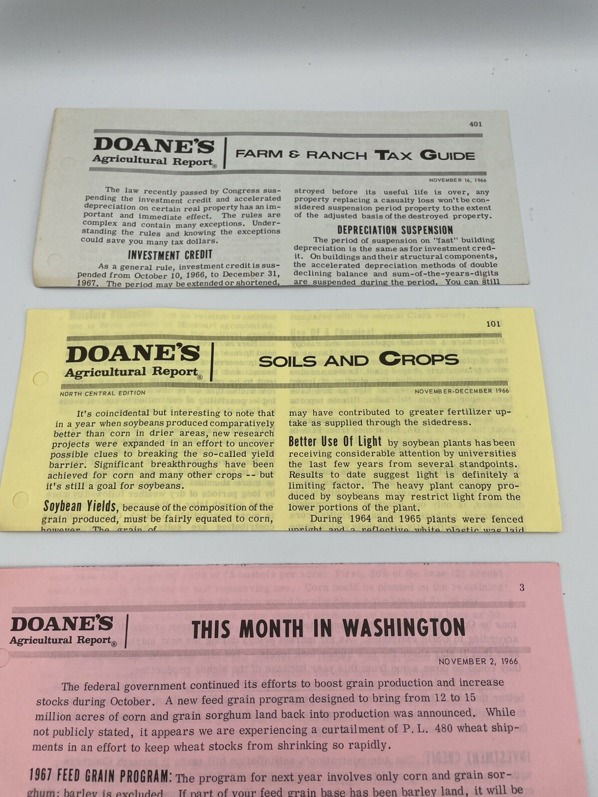 Vintage Doane&rsquo;s Agricultural Report 1966 Papers Feeding, Sell+Buy, Soils/crop G4