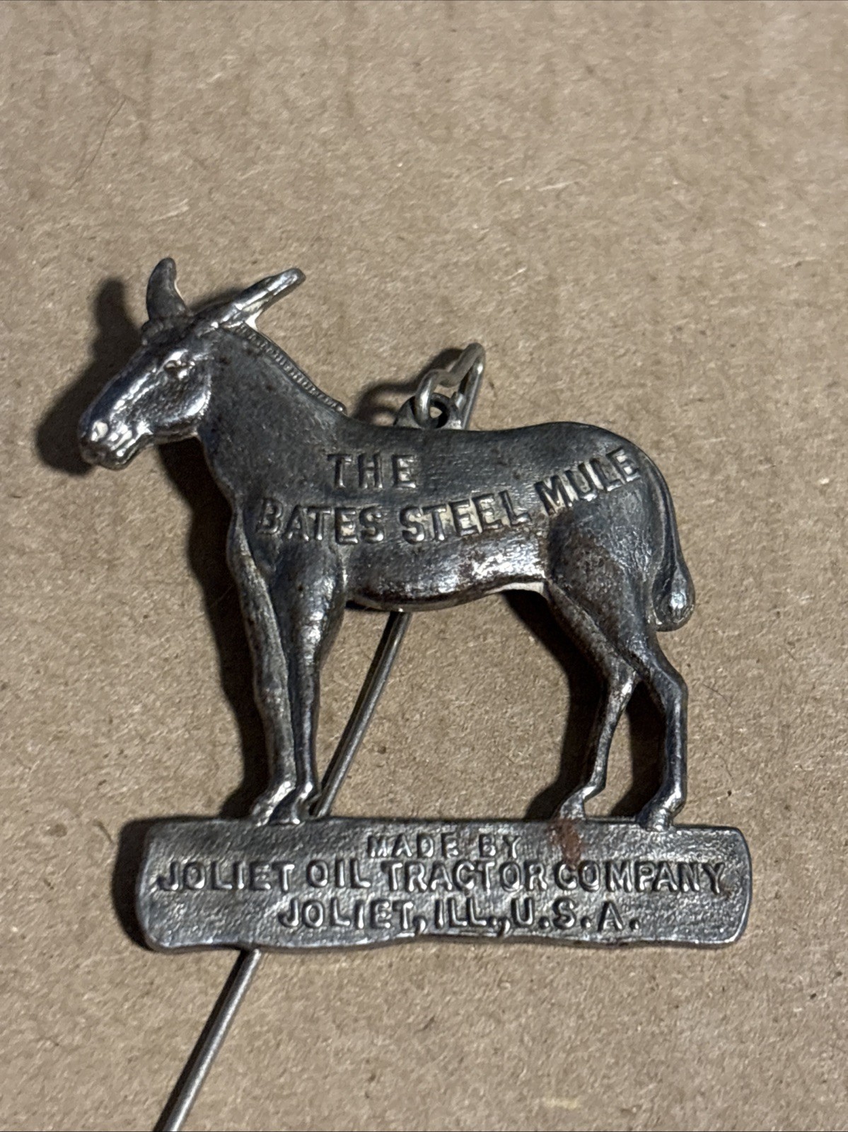 Rare Bates Steel Mule Joliet Oil Tractor Co. Stick Pin Joliet Illinois
