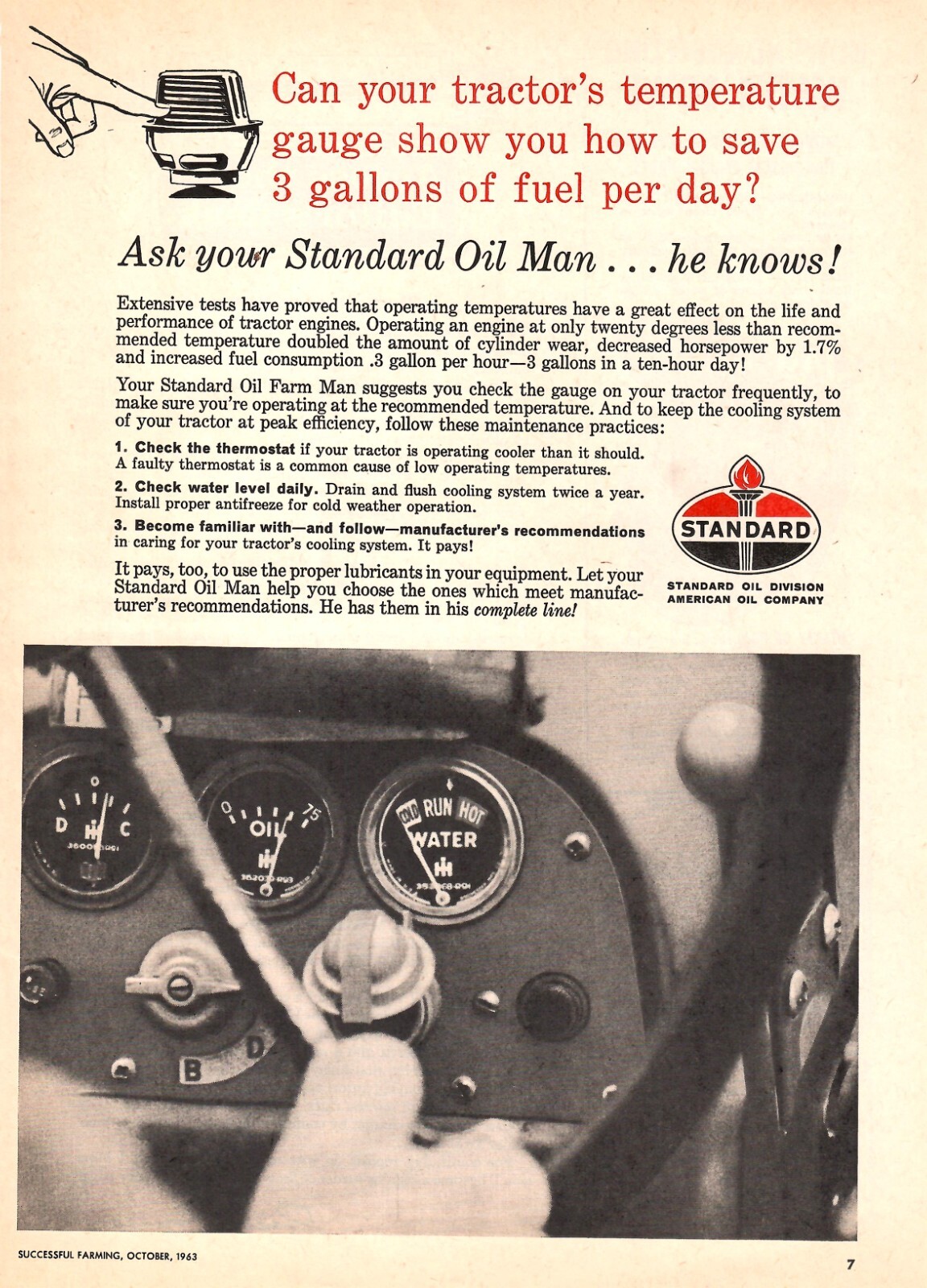 VINTAGE 1963 STANDARD OIL COMPANY FARMING TRACTOR PRINT AD