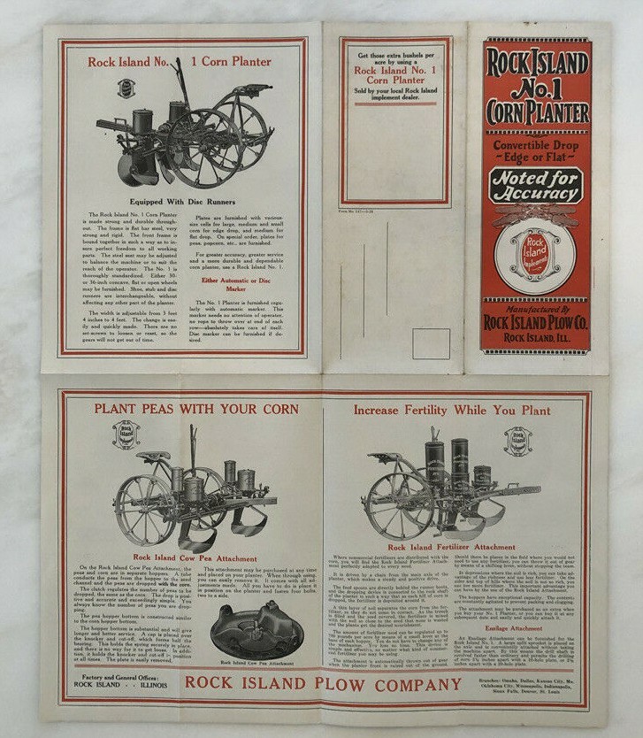 1926 ROCK ISLAND No. 1 CORN PLANTER Plow Co FARM Advertising Antique Brochure
