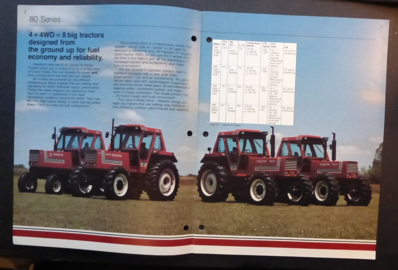 VTG Ad Sales Brochure Catalog Hesston 80 Series Tractors