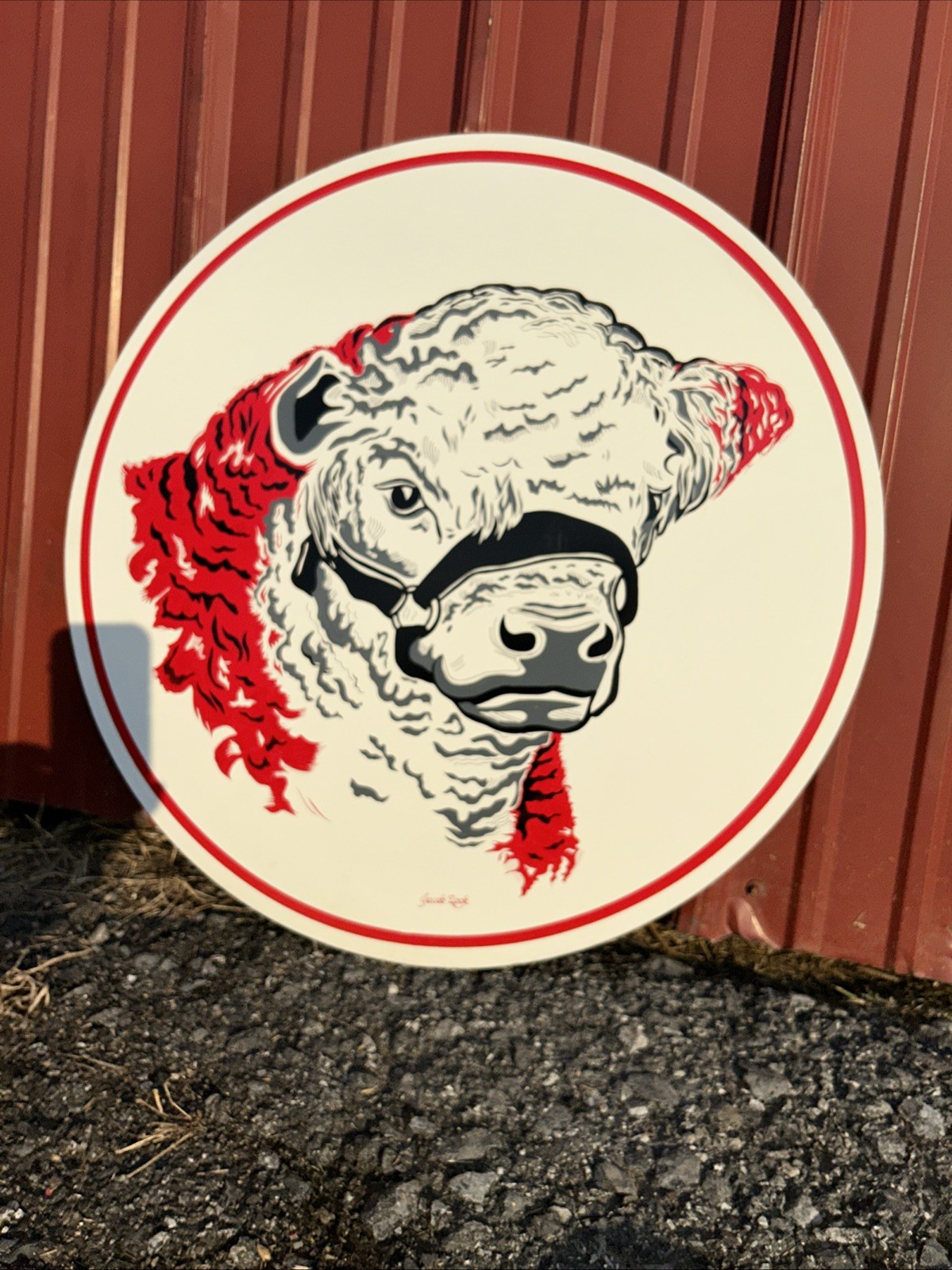 24” Hereford Cattle Hex Sign Jacob Zook Lancaster County PA Masonite Barn Sign
