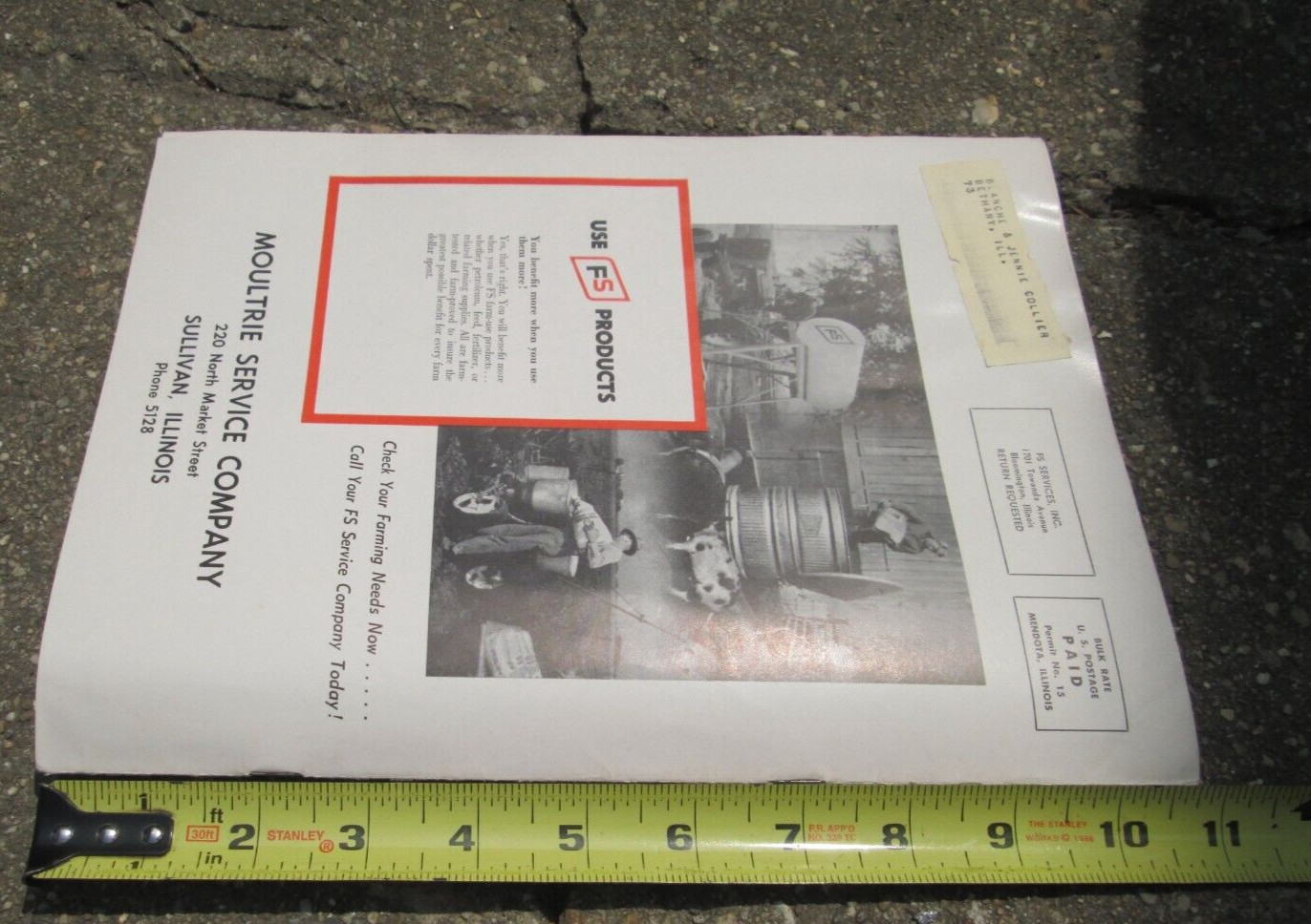 1965 FS Farmers Service Company Moultrie County IL. Patron&rsquo;s Guide Advertising