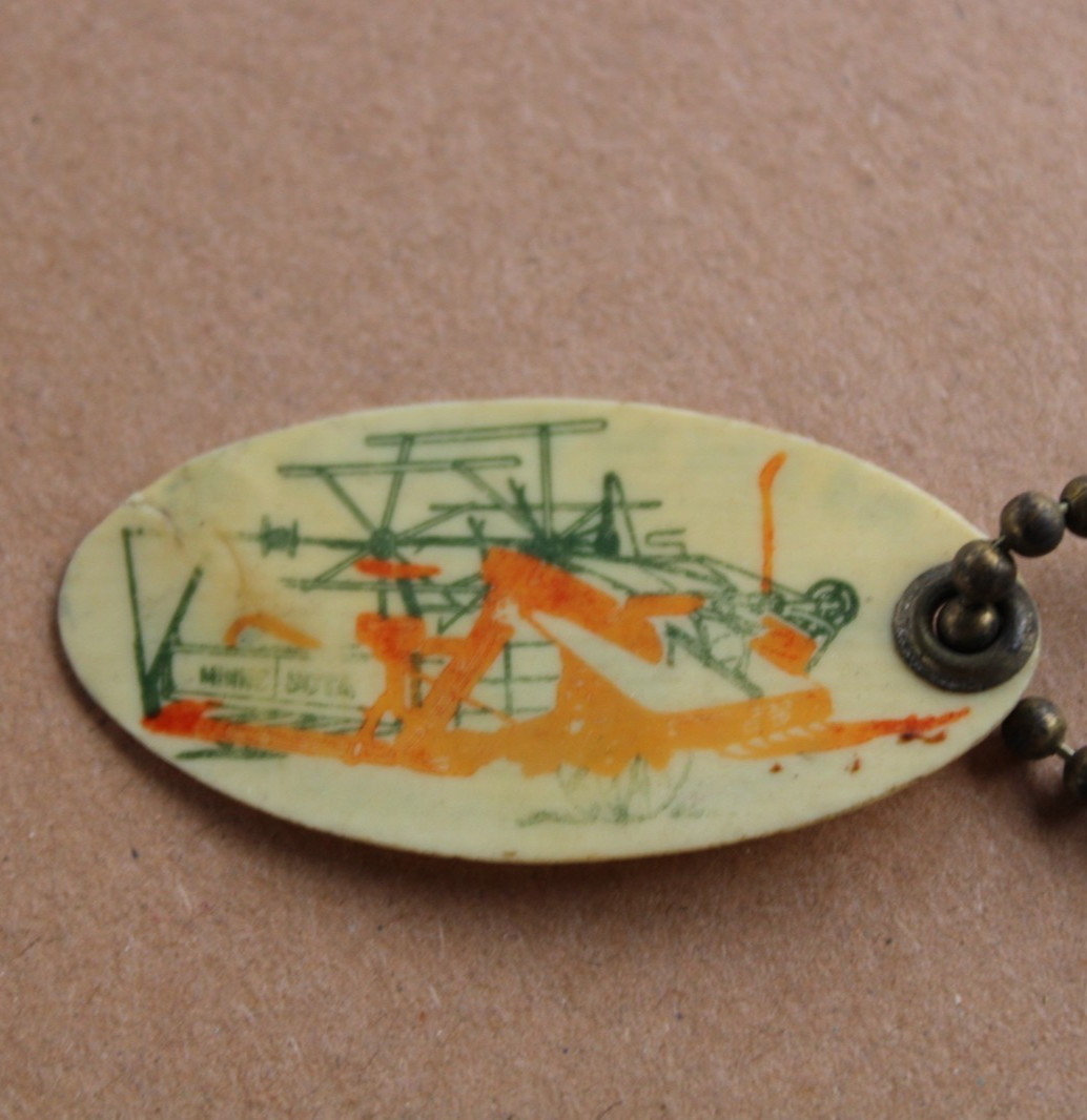 early 1900s era MINNESOTA ROPE TWINE & FARM MACHINERY Old Celluloid Keychain Fob