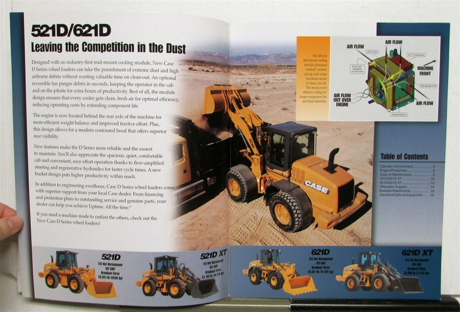2001 Case 521D 621D Wheel Loaders Construction Diagrams Sales Brochure