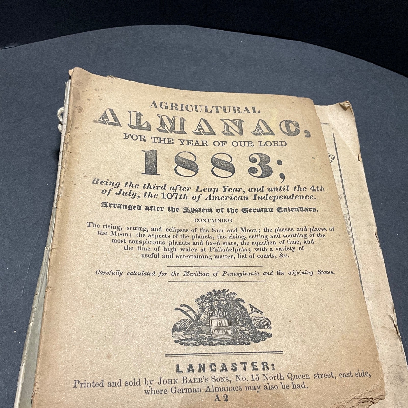 Antique LOT of 24 AGRICULTURAL ALMANACS 1837-1967 English German 19th C.