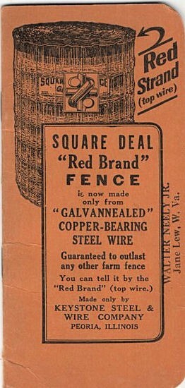 1930 Square Deal « Red rand » Fence Advertising Memo Book