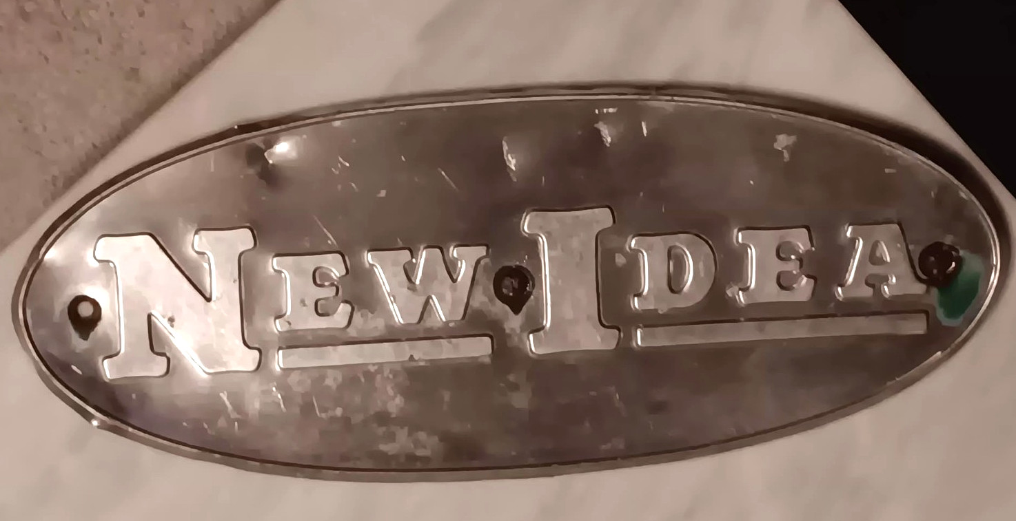 Vintage NEW IDEA Farm Equipment Tractor EMBLEM TAG aluminum COLDWATER OHIO