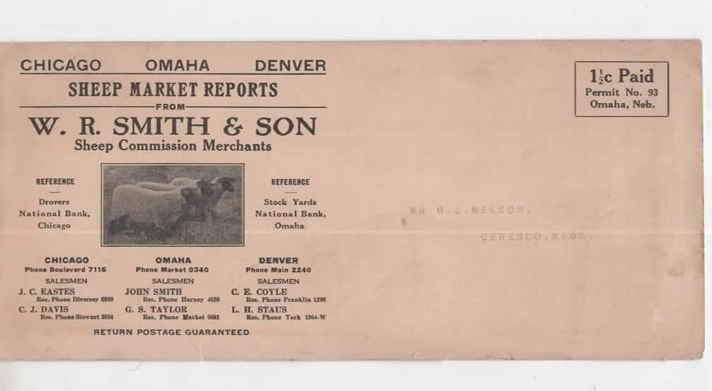 Omaha Nebraska Sheep Reports Mailer 1925 Mr. Sheepman Sheep Commission Merchant