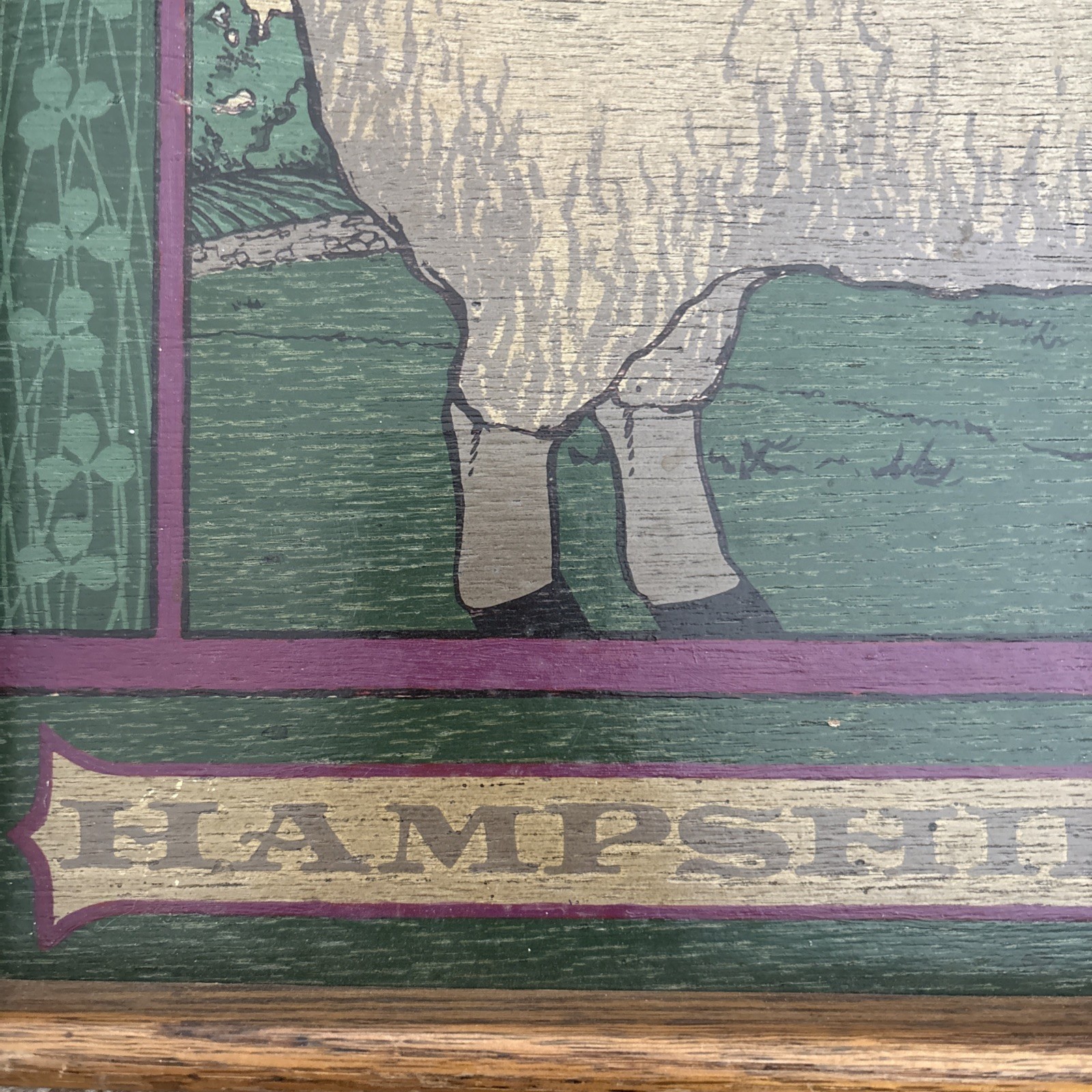 VTG Wood Farmhouse Sign/Tray Hampshire Suffolk Sheep Still Meadow Decor,13×16