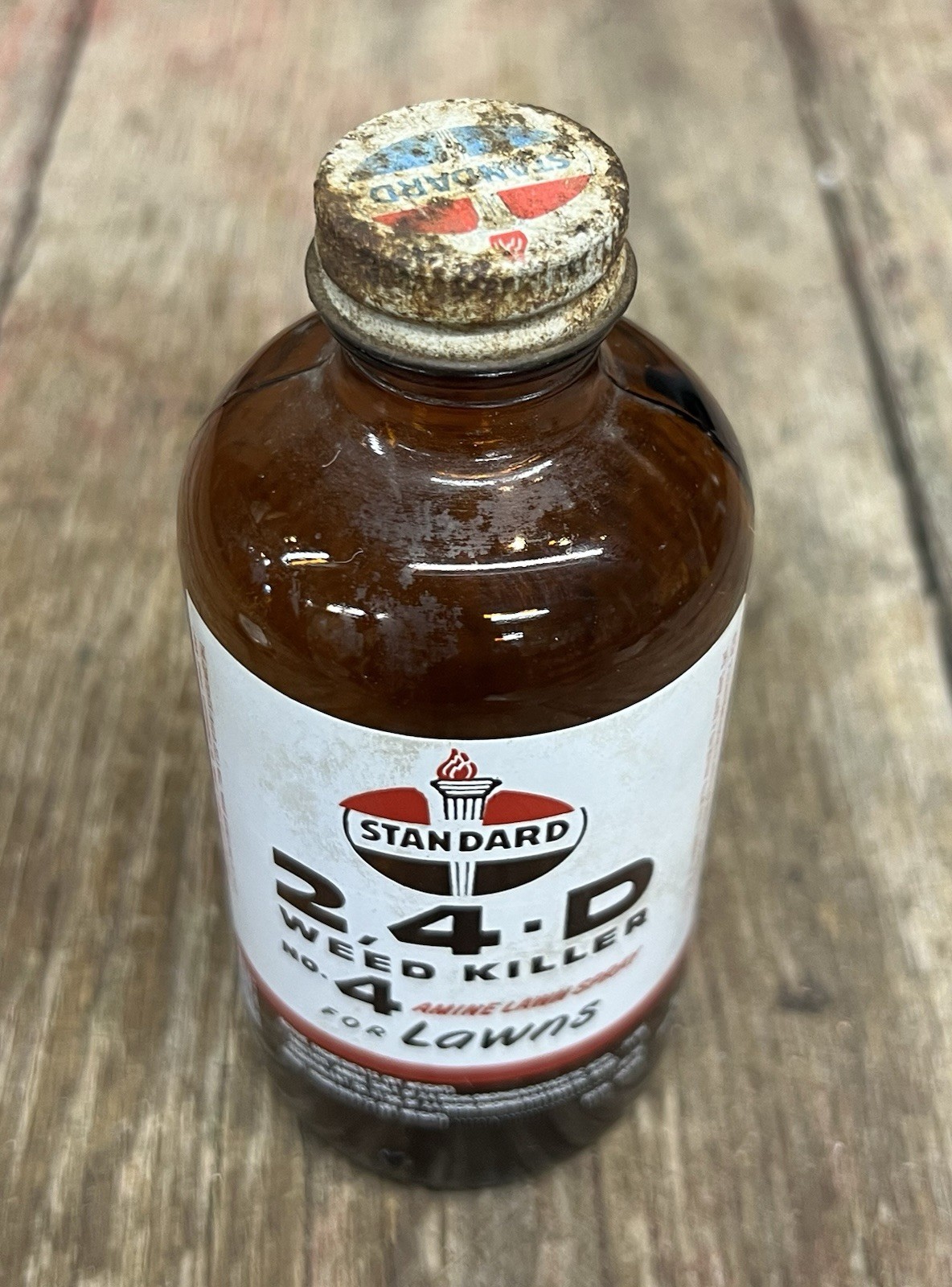 Vintage STANDARD 2,4 -D Weed Killer No. 4 Glass Bottle Empty