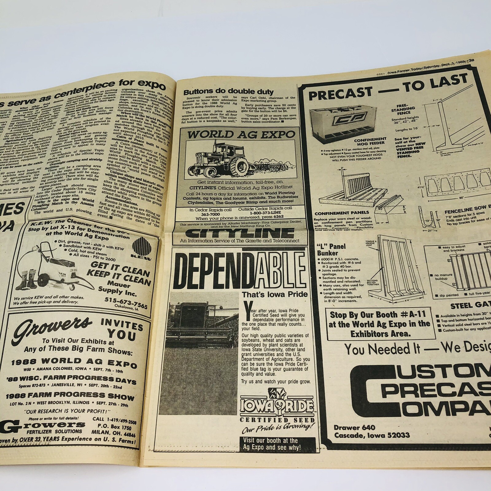 World Ag Expo 1988 Iowa Farmer Today Newspaper Pullout Advertising Paper