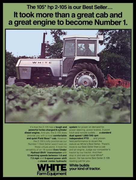 1977 White Tractors Turbo Six Model 2-105 NEW Sign: 24×30&Prime; USA Steel XL Size