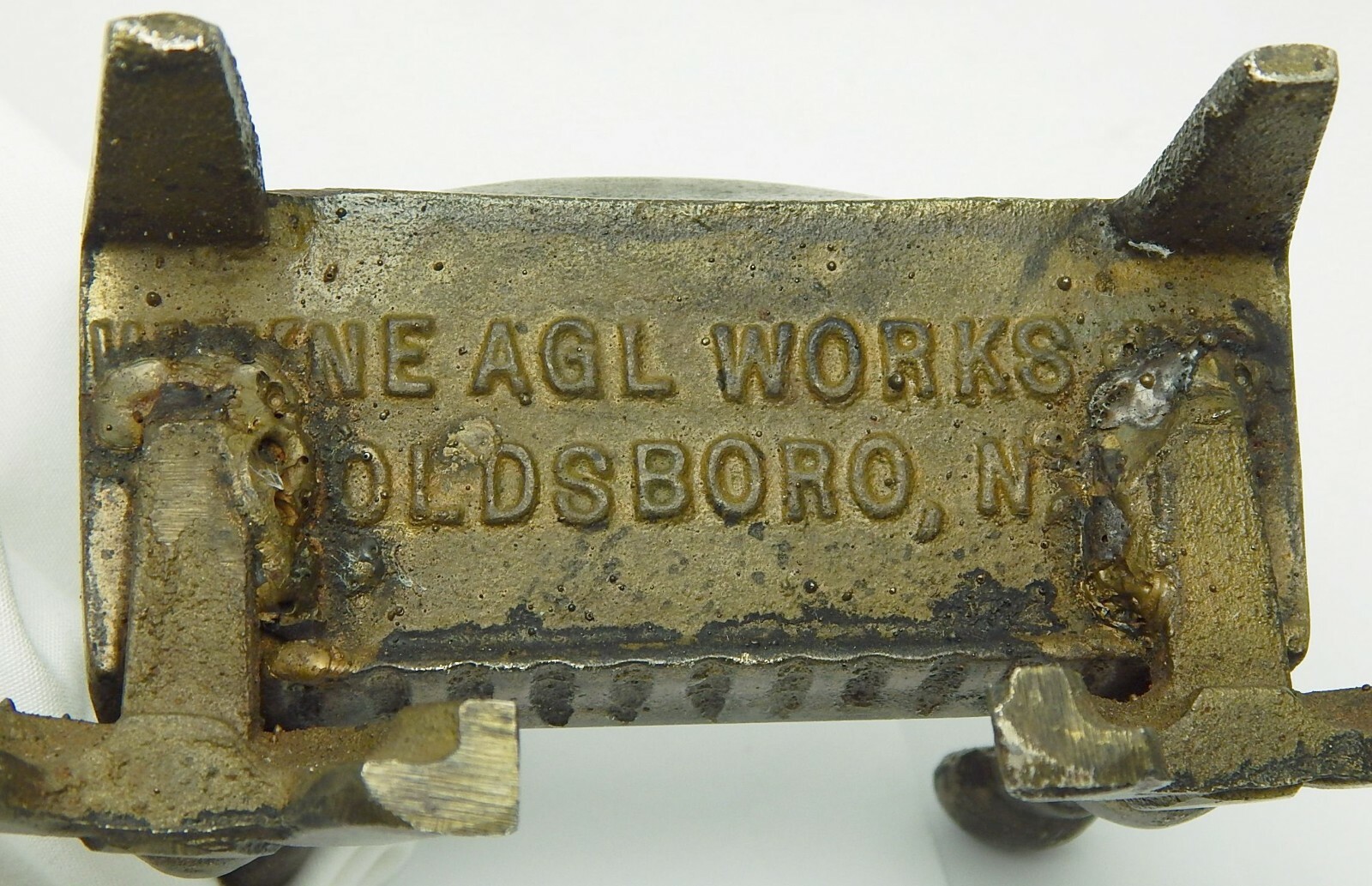 Wayne AGL Works Goldsboro NC Cast Iron Andirons Advertising Ashtray Paperweight