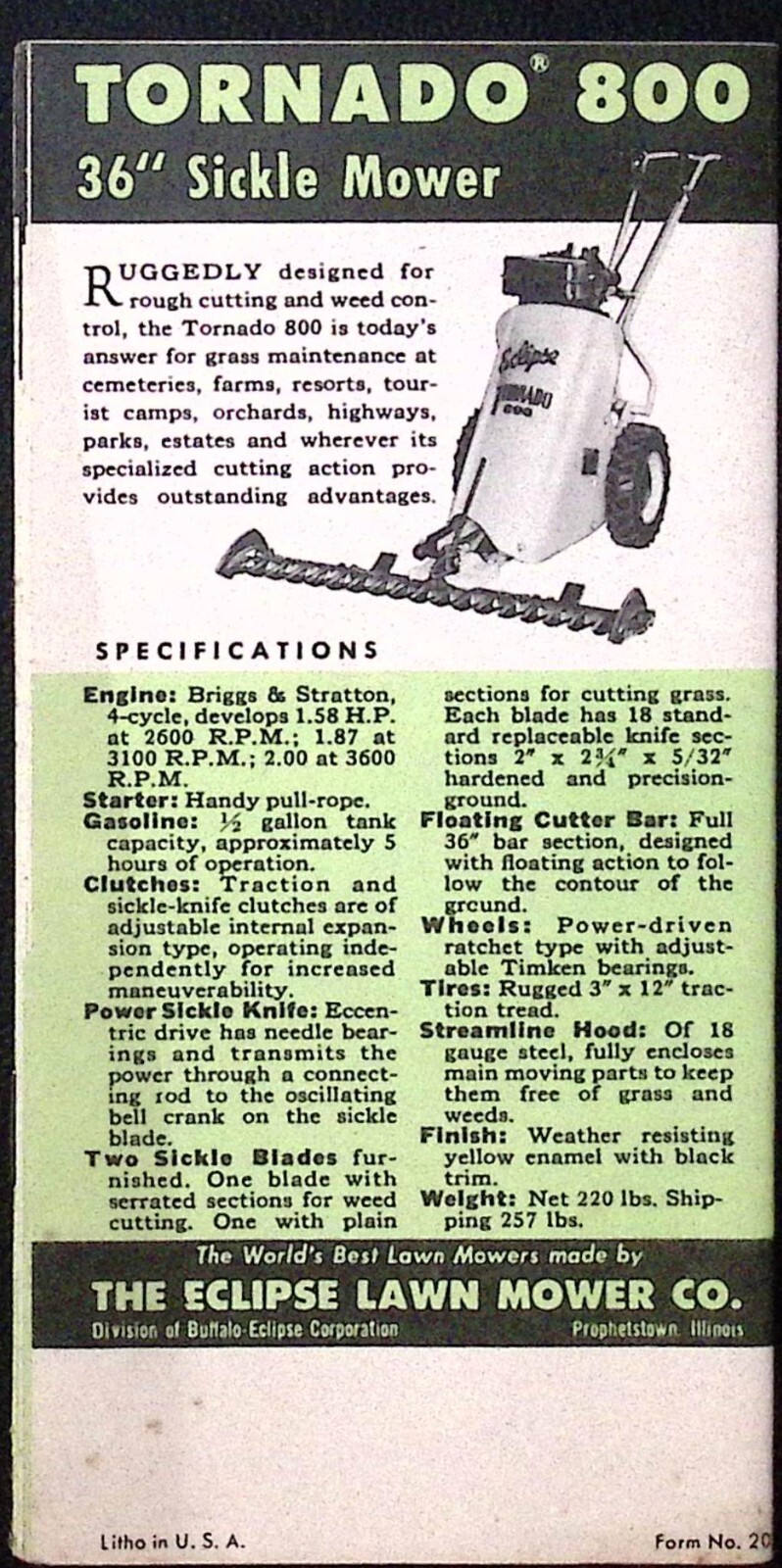 c1950s Easy is the Word for Eclipse Lawn Mower Brochure Buffalo-Eclipse Corp